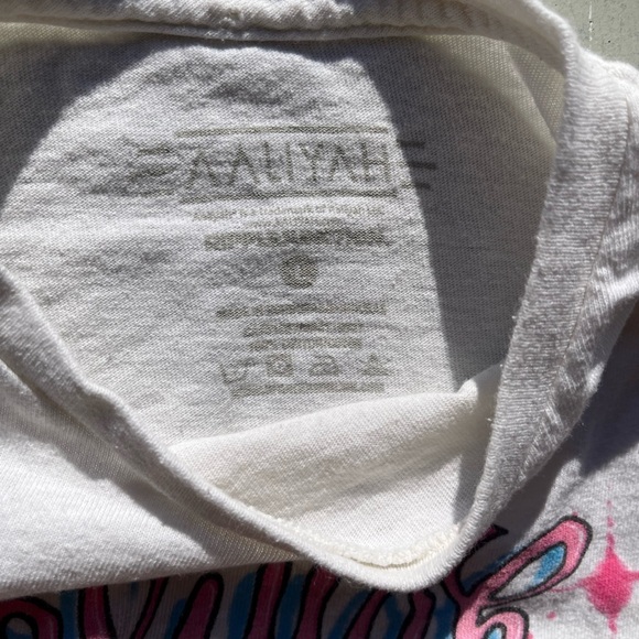 Women's Aaliyah T-Shirt White Face Spell-Out Logo L 90s R&B Graffiti Spray Paint - Picture 4 of 10